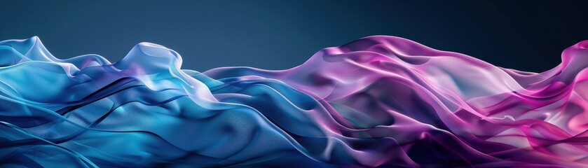 Fototapeta premium Abstract smoky waves in vibrant blue and purple hues, creating a dynamic and energetic visual effect on a dark background.