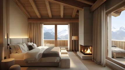Fototapeta premium Luxury hotel room in a mountain resort image