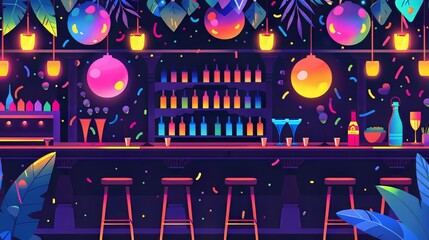 Bar Counter Cartoon Party illustration