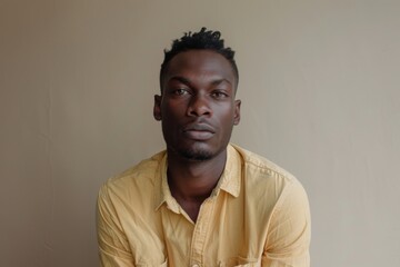 Fototapeta premium portrait of adult Black man looking at camera in studio