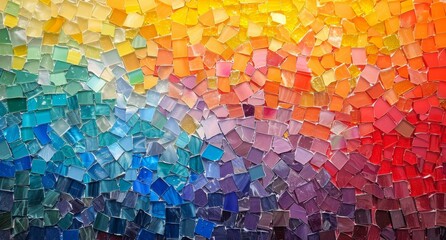 Colorful Glass Mosaic Artwork With Rainbow Hues and Geometric Patterns