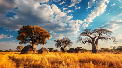 Landscape with a traditional african village img