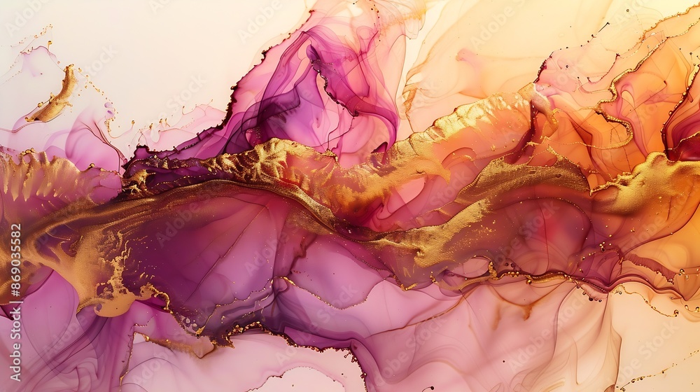 Aufkleber natural luxury abstract fluid art painting in alcohol ink technique tender and dreamy wallpaper mixt