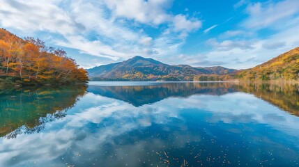 Lake Onneto in Autumn near Nemuro town Hokkaido Japan : Generative AI