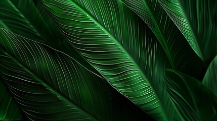 abstract green leaf texture tropical leaf foliage nature dark green background : Generative AI