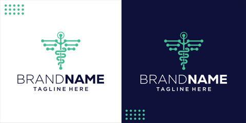 Creative Monogram Logo, Medical Technology Symbol, Design Inspiration, Illustration, Vector