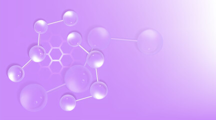 Hyaluronic acid and Niacinamide hair and skin solutions ad, purple collagen serum drop with cosmetic advertising background ready to use, illustration vector.