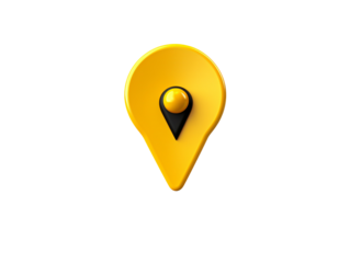 a yellow pin with a black point