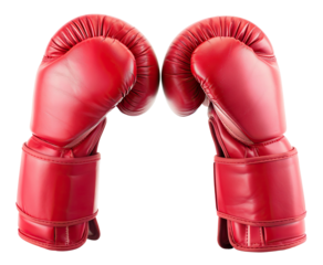 Pair of red leather boxing gloves, cut out