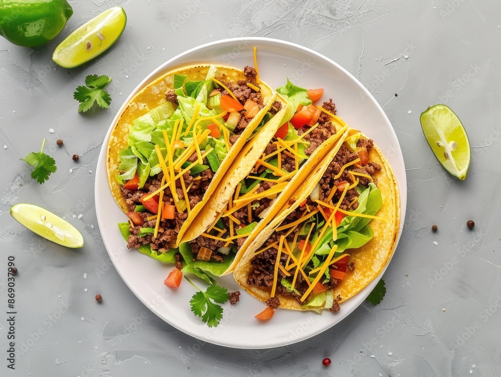 Canvas Prints Tacos on plate with lime