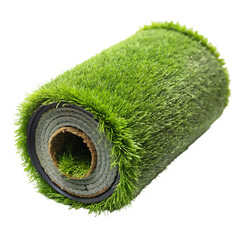 roll of artificial grass on transparent background