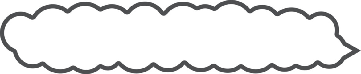 シンプルな横長のもくもくした雲の形の吹き出しアイコン