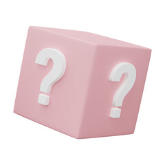 cubes with question mark isolated on transparent png background. 3D render.