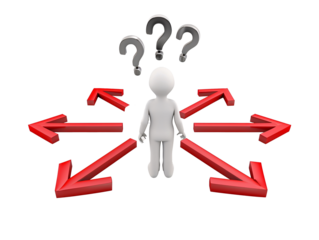 a cartoon character surrounded by arrows