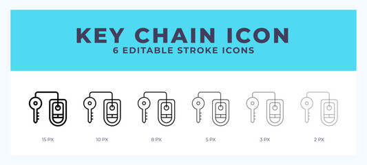 Key chain icon in thin line. Bold line. Regular line. Editable stroke.