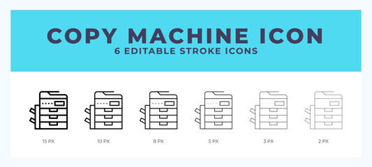Copy machine lineal icon symbol vector. Black outline for web. App. Presentation and more.