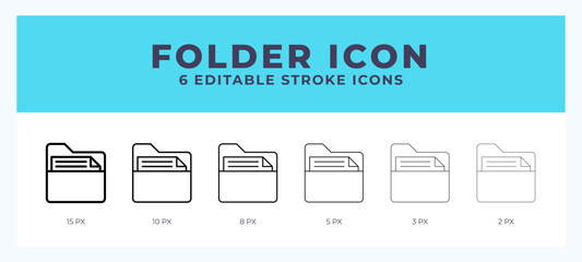 Folder line icon with different stroke. Vector illustration.