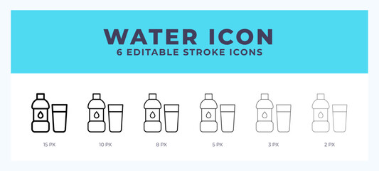 Water icon. Editable stroke line icon vector illustration.