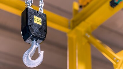 Factory overhead crane hook and chain