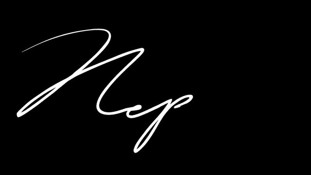 Handwritten name of the country Nepal. The video is animated frame by frame and Transparent background, alpha channel. Suitable for use as video material or motion graphics.