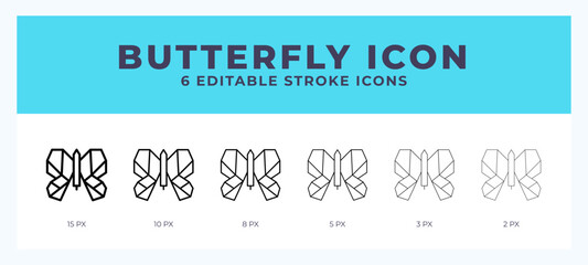 Butterfly line icon illustrations with editable strokes.