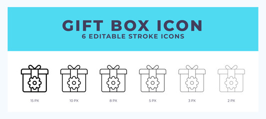 Gift box vector icon. With different stroke vector illustration.