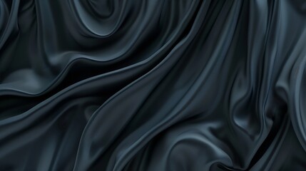 Obraz premium Black dark gray blue abstract elegant background Drapery Curtain Fabric material Soft folds Wave stripe line Gradient Empty space Design Template : Generative AI