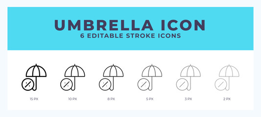 Umbrella icon with different stroke. Vector illustration.