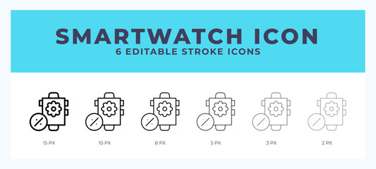 Smartwatch icon with editable stroke. Outline icon vector illustration.