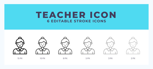Teacher icon vector for web. And mobile app. Editable stroke outline icon.