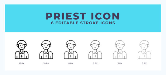 Priest vector icon for web and app. Editable stroke vector illustration