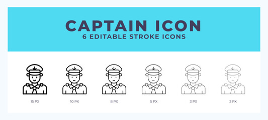Captain line icon. Thin line. Bold line. Vector illustration.