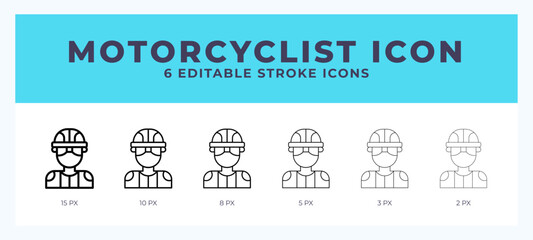 Motorcyclist line icon. For web. And mobile app. Vector illustration.