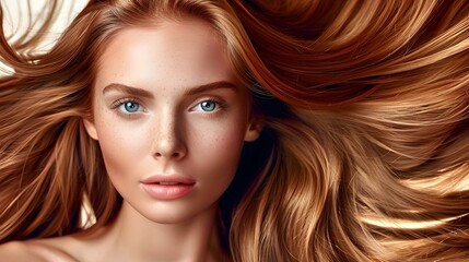 Naklejka premium Woman with Long Flowing Red Hair