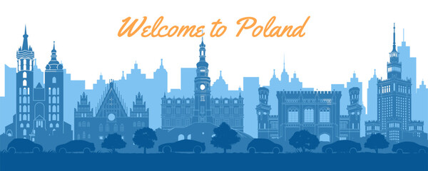 poland famous landmark silhouette style,vector illustration