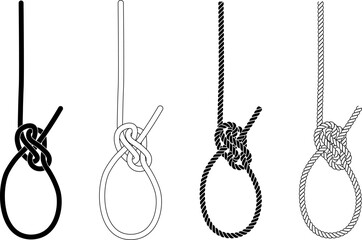 Zeppelin loop or Rosendahl loop rope Knot icon set © Kuning