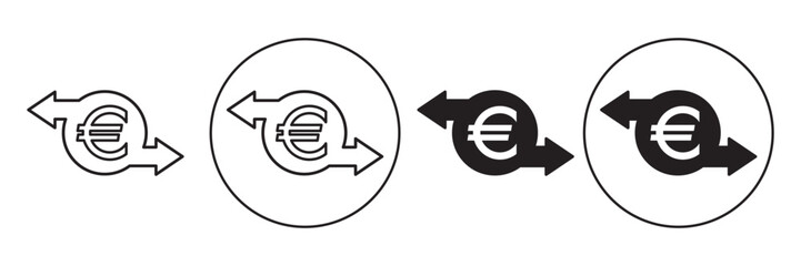 Money transfer icon in outline. Currency exchange. money conversion. euro symbol design for mobile app, ui, web. vector illustration