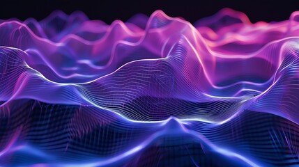 Fototapeta premium Abstract waves shape glowing in ultraviolet spectrum Background for banner backdrop or texture for 3D mapping : Generative AI