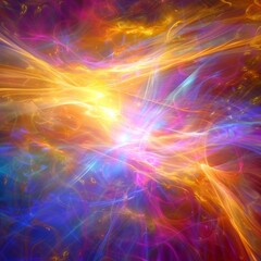 Obraz premium Unique Fantastical Vibrant Ethereal Colorful Background with Artistic Red and Glowing Smoke, Shining with Divine Light, Representing Faith, Belief, Inclusion, and Freedom, AI-Generated High-Resolution