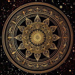 Fototapeta premium Black and Gold Mandala Illustration