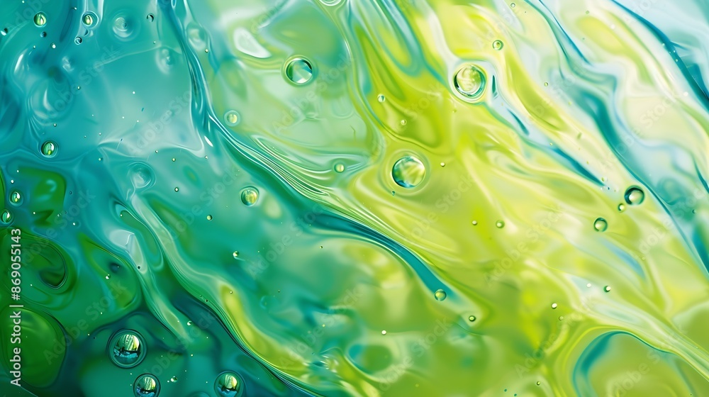 Leinwandbilder abstract blue and green colorful background with oil on water surface oil drops in water abstract ps