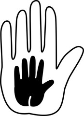 helping hands concept, parent and baby hands icon, stock illustration