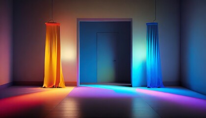 blue color background abstract art, soft light, studio light, studio room 