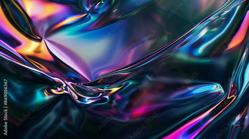 Leinwandbilder ethereal abstract design featuring a blend of iridescent colors refracting through a 3d glass textur