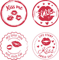 set of stamps with hearts