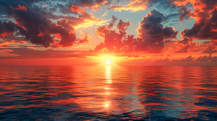 Preserving Natural Beauty: Captivating Sunset Over Ocean as Reminder to Protect Ozone Layer