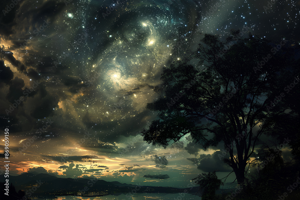 Poster a cosmic confluence of energy, where the boundaries between realities blur and anything is possible.