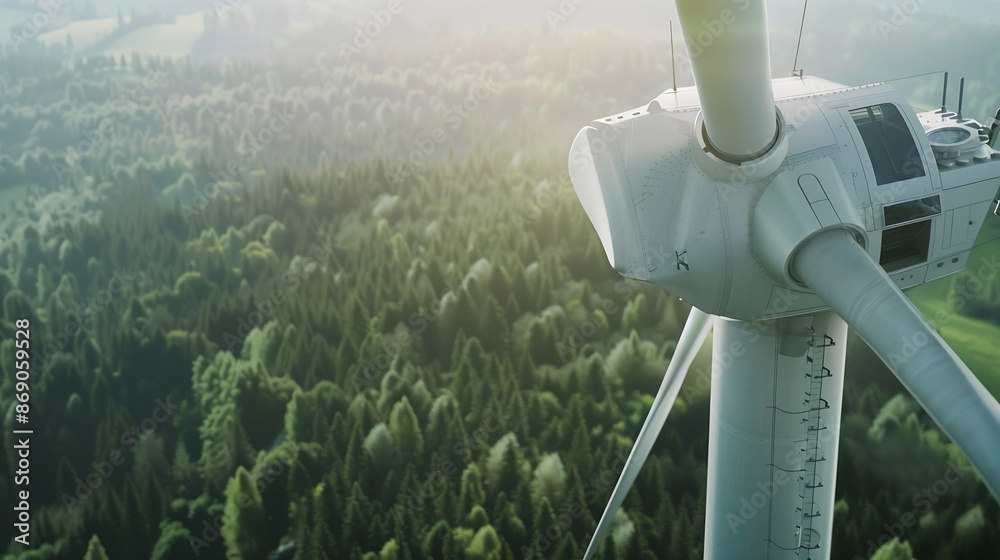Poster wind turbine electrical of clean resource energy and environment sustainable : generative ai