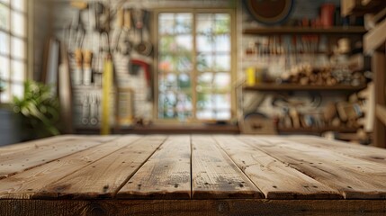 Obraz premium Close-Up of Wooden Table in Shop. Generative AI