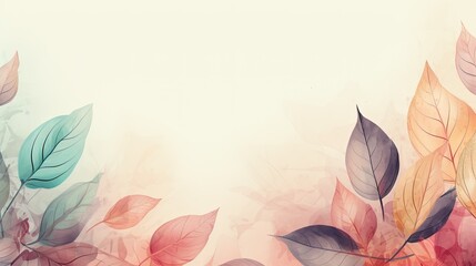 Autumn Leaves Watercolor Background with Soft Pastel Tones